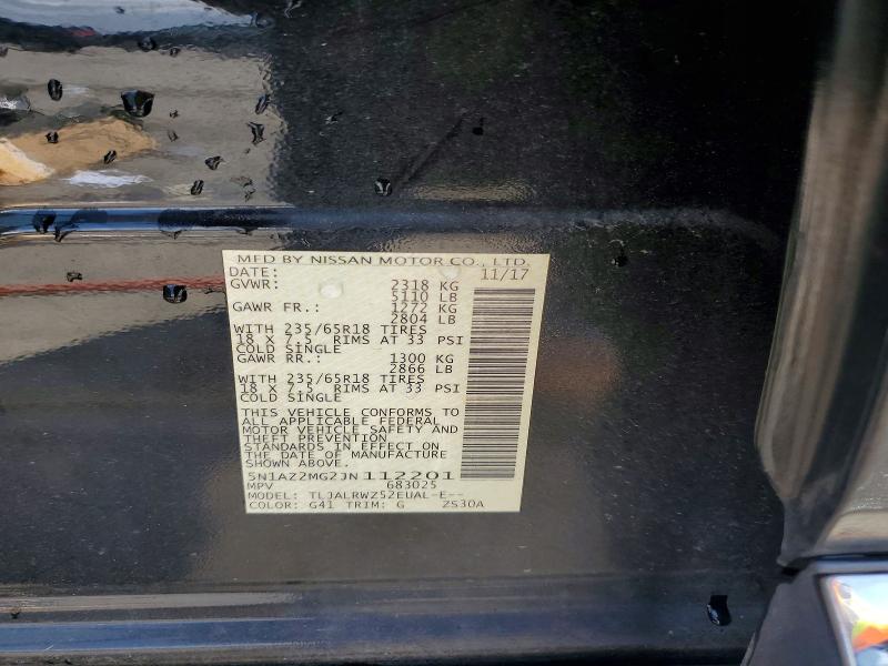 Aukcja sprzedaży 2018 Nissan Murano, vin: 5N1AZ2MG2JN112201, numer aukcji: 61298316