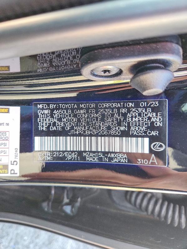 63176386 :رقم المزاد ، JTHP9JBH3P2067850 vin ، 2023 Lexus Ux 250h مزاد بيع
