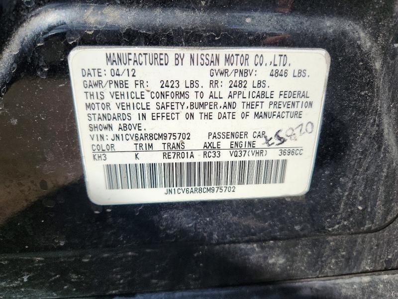 62273626 :رقم المزاد ، JN1CV6AR8CM975702 vin ، 2012 Infiniti G37 Sedan مزاد بيع