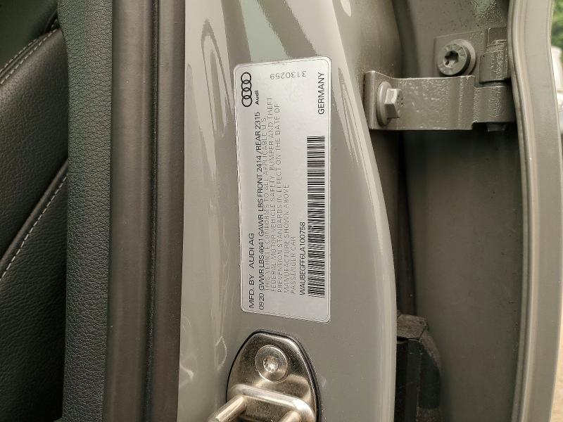 Aukcja sprzedaży 2020 Audi A3, vin: WAUBEGFF6LA100758, numer aukcji: 60832946