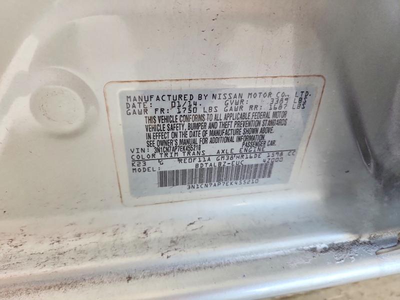 Продажа на аукционе авто 2014 Nissan Versa, vin: 3N1CN7AP7EK455210, номер лота: 63125346