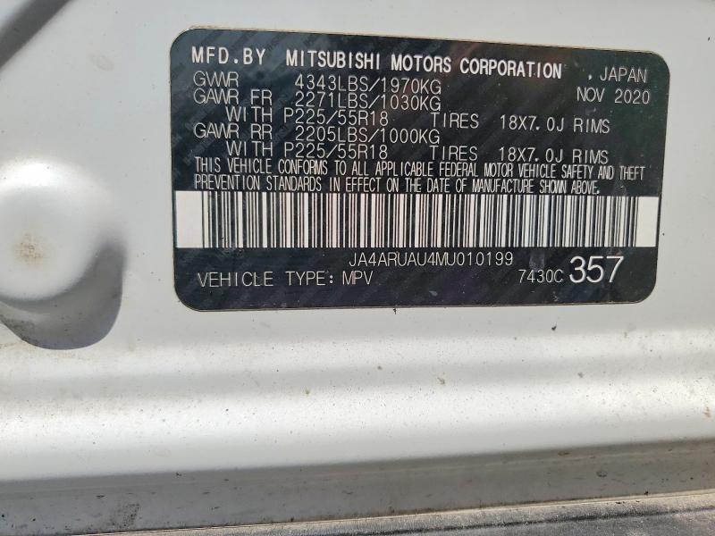 2021 Mitsubishi Outlander Sport მანქანა იყიდება აუქციონზე, vin: JA4ARUAU4MU010199, აუქციონის ნომერი: 60663946