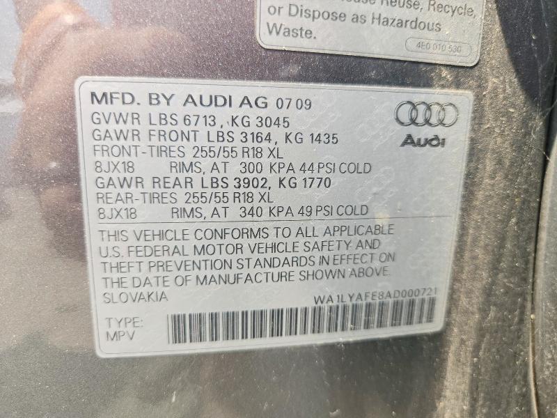 62324576 :رقم المزاد ، WA1LYAFE8AD000721 vin ، 2010 Audi Q7 مزاد بيع