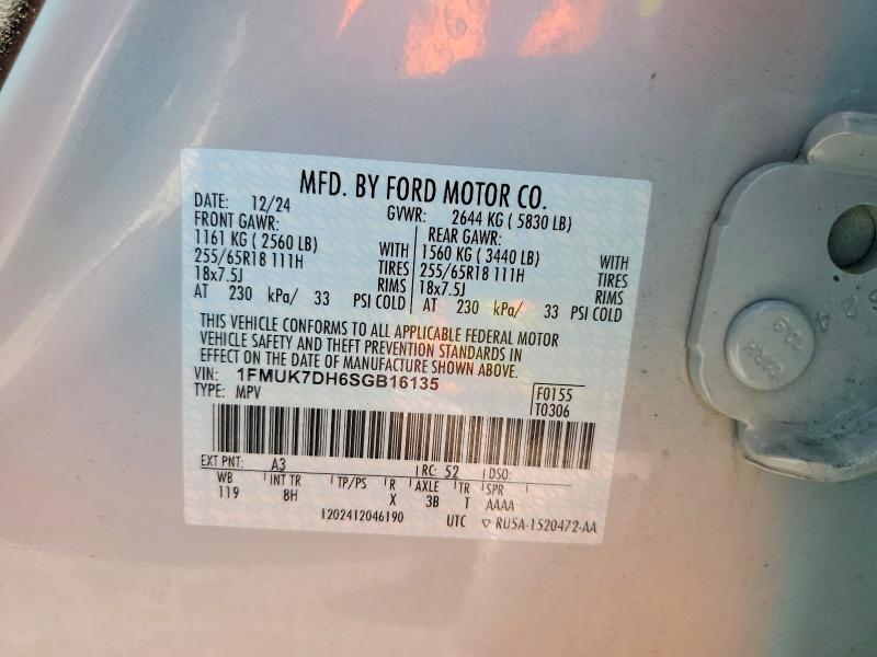 2025 Ford Explorer მანქანა იყიდება აუქციონზე, vin: 1FMUK7DH6SGB16135, აუქციონის ნომერი: 62198736