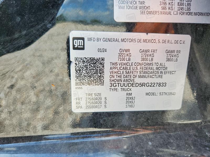 Продажа на аукционе авто 2024 Gmc Sierra, vin: 3GTUUDED5RG227833, номер лота: 59980966