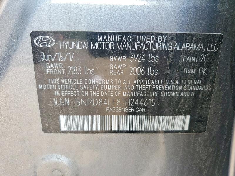 2018 Hyundai Elantra მანქანა იყიდება აუქციონზე, vin: 5NPD84LF8JH244615, აუქციონის ნომერი: 62474546