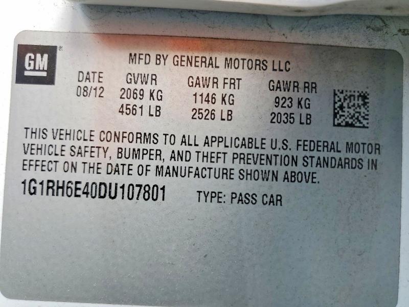 Продаж на аукціоні авто 2013 Chevrolet Volt, vin: 1G1RH6E40DU107801, номер лоту: 61794636
