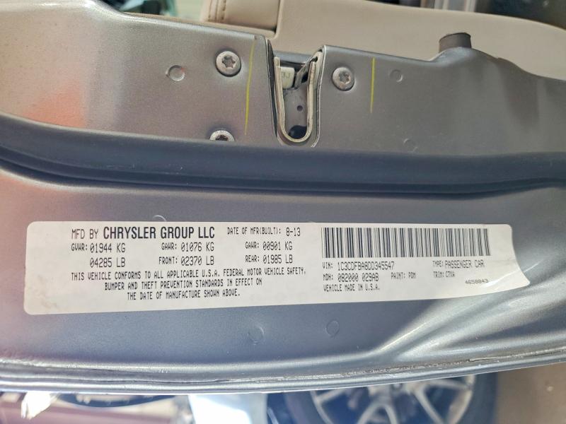 2013 Dodge Dart მანქანა იყიდება აუქციონზე, vin: 1C3CDFBA8DD345547, აუქციონის ნომერი: 60856606