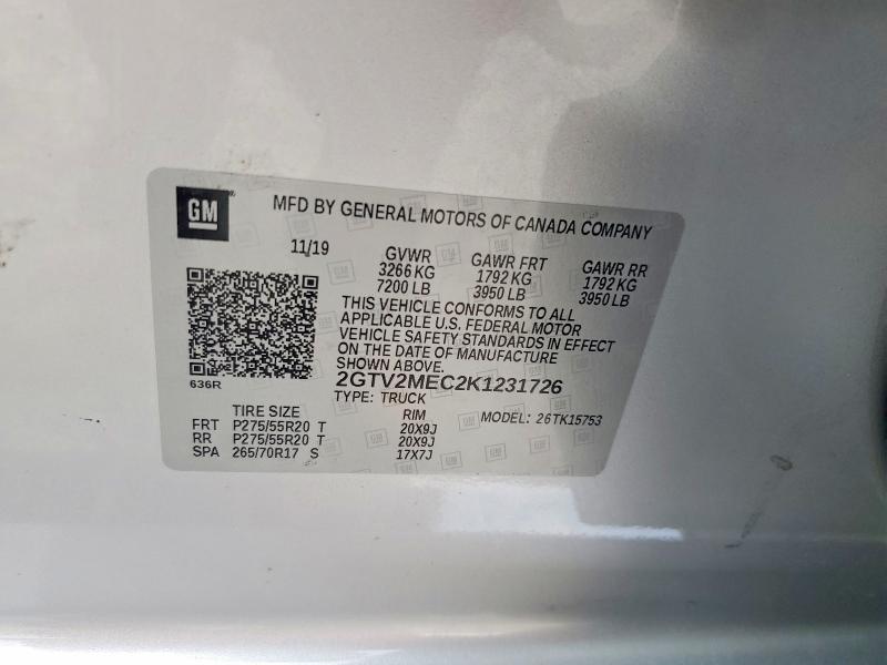 Продажа на аукционе авто 2019 Gmc Sierra Limited, vin: 2GTV2MEC2K1231726, номер лота: 63364326