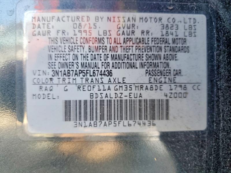 2015 Nissan Sentra მანქანა იყიდება აუქციონზე, vin: 3N1AB7AP5FL674436, აუქციონის ნომერი: 61114646