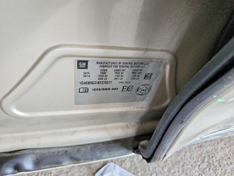60998736 :رقم المزاد ، 1G4GB5G31EF278377 vin ، 2014 Buick Lacrosse مزاد بيع