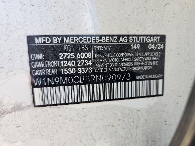 Продаж на аукціоні авто 2024 Mercedes-benz Eqb, vin: W1N9M0CB3RN090973, номер лоту: 59833936