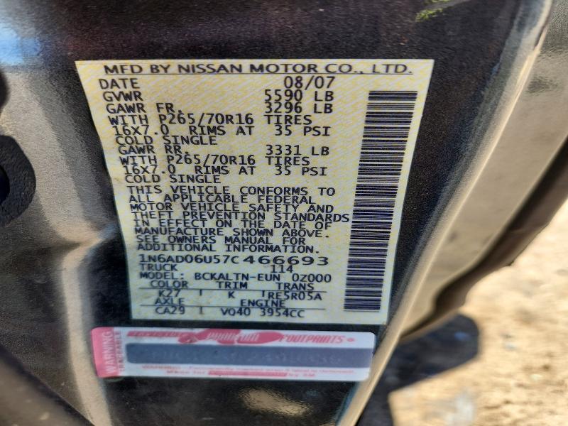 60637266 :رقم المزاد ، 1N6AD06U57C466693 vin ، 2007 Nissan Frontier مزاد بيع