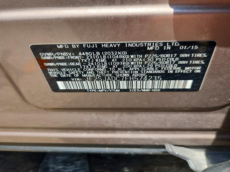 63210686 :رقم المزاد ، JF2SJADC7FH574235 vin ، 2015 Subaru Forester مزاد بيع