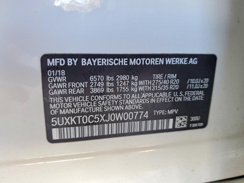 2018 Bmw X5 მანქანა იყიდება აუქციონზე, vin: 5UXKT0C5XJ0W00774, აუქციონის ნომერი: 61563776
