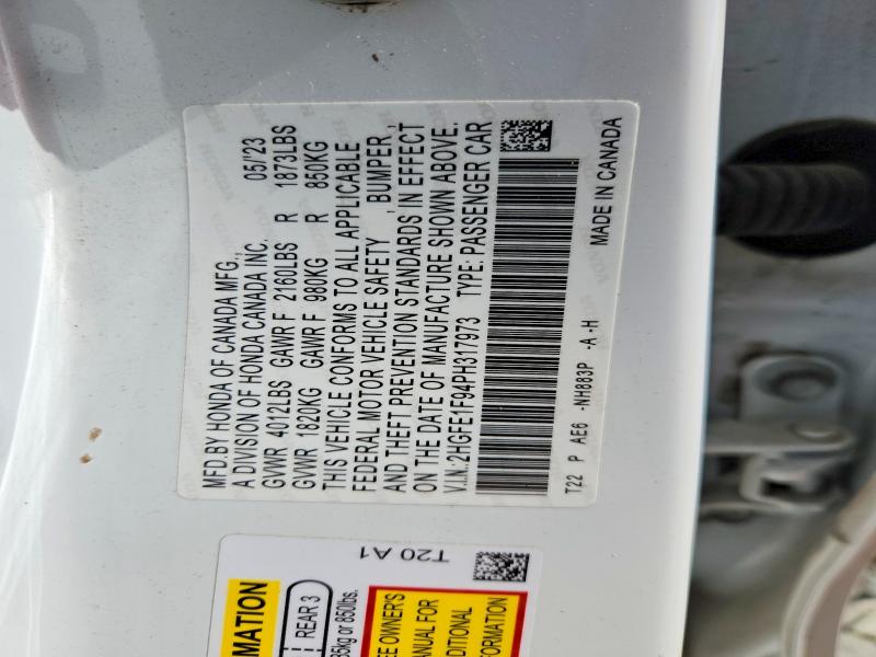 Aukcja sprzedaży 2023 Honda Civic, vin: 2HGFE1F94PH317973, numer aukcji: 85974515