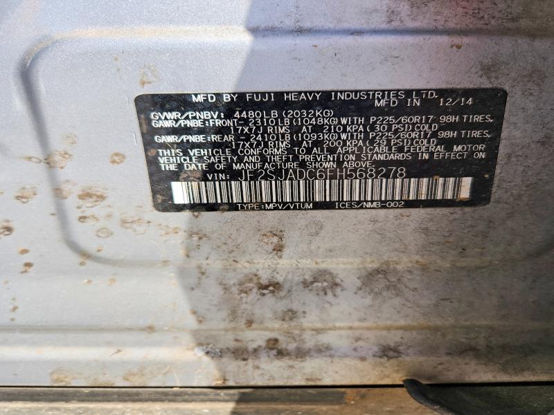 2015 Subaru Forester მანქანა იყიდება აუქციონზე, vin: JF2SJADC6FH568278, აუქციონის ნომერი: 60671856