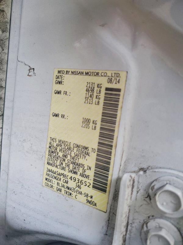 Продажа на аукционе авто 2014 Nissan Maxima, vin: 1N4AA5AP9EC493652, номер лота: 60516766