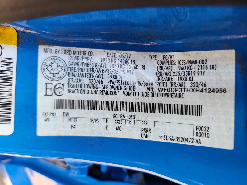 62777606 :رقم المزاد ، WF0DP3THXH4124956 vin ، 2017 Ford Focus مزاد بيع