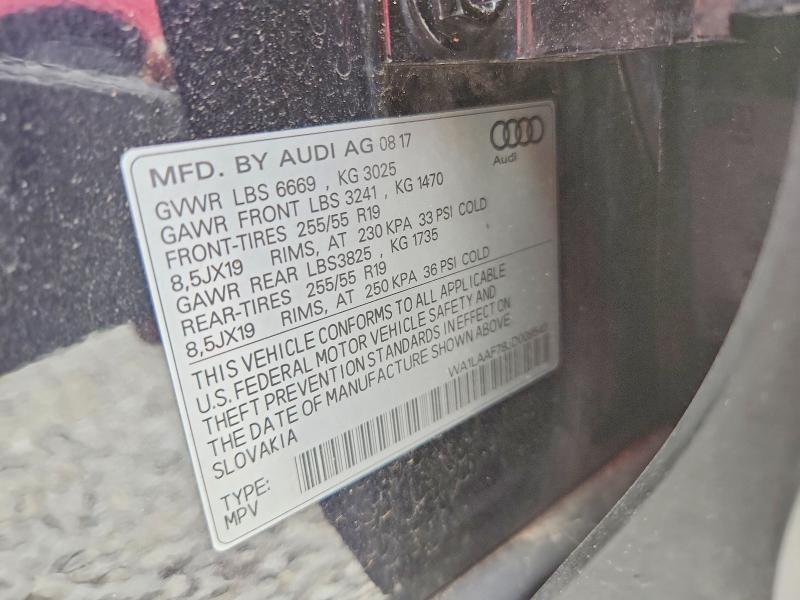 Aukcja sprzedaży 2018 Audi Q7, vin: WA1LAAF78JD009540, numer aukcji: 62316686