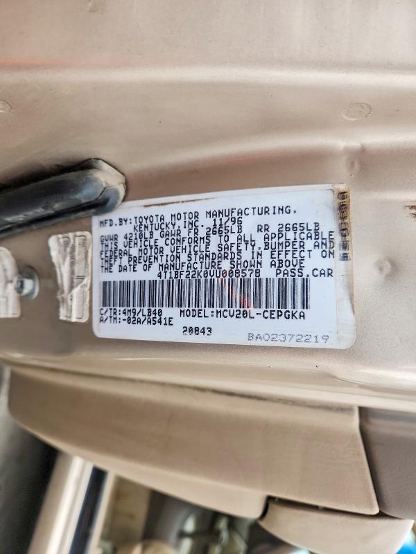 Продажа на аукционе авто 1997 Toyota Camry, vin: 4T1BF22K0VU008578, номер лота: 62988656