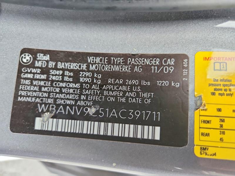 Продажа на аукционе авто 2010 Bmw 535, vin: WBANV9C51AC391711, номер лота: 59538486