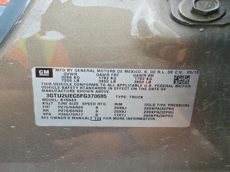 Aukcja sprzedaży 2015 Gmc Sierra, vin: 3GTU2UEC6FG370685, numer aukcji: 61051516