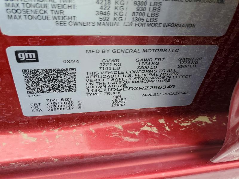 61380626 :رقم المزاد ، 1GCUDGED2RZ296349 vin ، 2024 Chevrolet Silverado مزاد بيع
