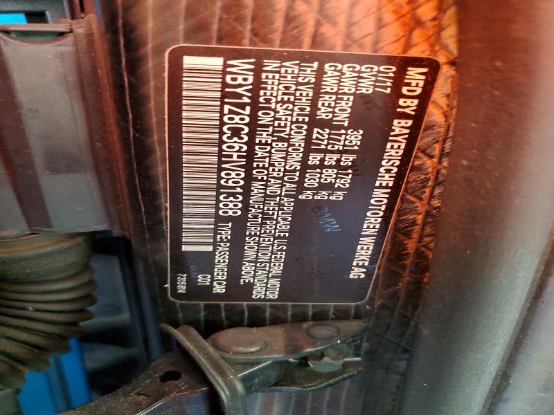 Aukcja sprzedaży 2017 Bmw I3, vin: WBY1Z8C36HV891388, numer aukcji: 61307196