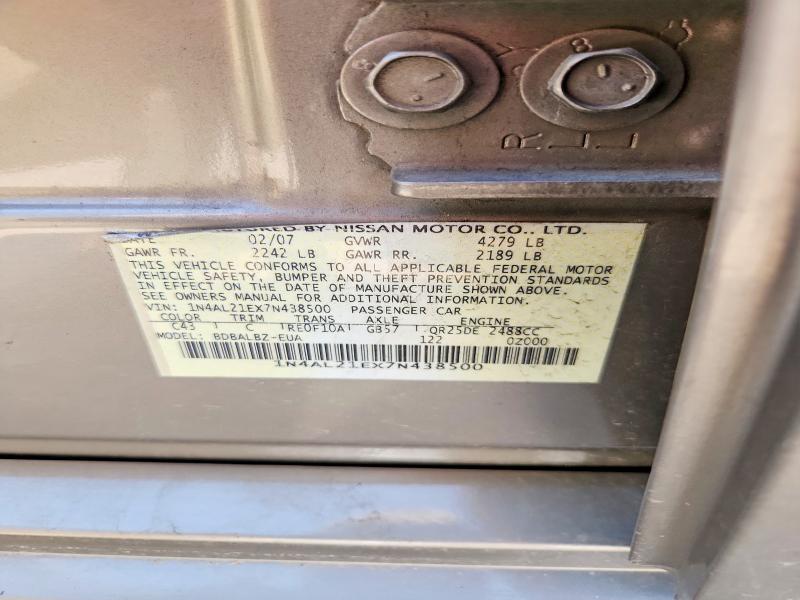 Продаж на аукціоні авто 2007 Nissan Altima, vin: 1N4AL21EX7N438500, номер лоту: 58087156