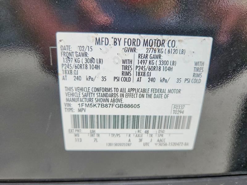 2015 Ford Explorer მანქანა იყიდება აუქციონზე, vin: 1FM5K7B87FGB88605, აუქციონის ნომერი: 61608926