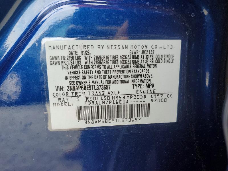 Aukcja sprzedaży 2026 Nissan Kicks, vin: 3N8AP6BE9TL373657, numer aukcji: 61717876