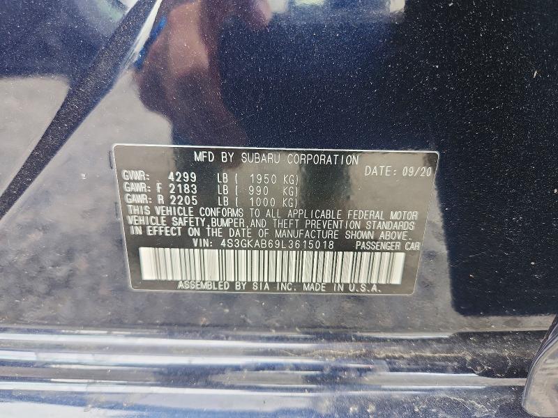 62276396 :رقم المزاد ، 4S3GKAB69L3615018 vin ، 2020 Subaru Impreza مزاد بيع