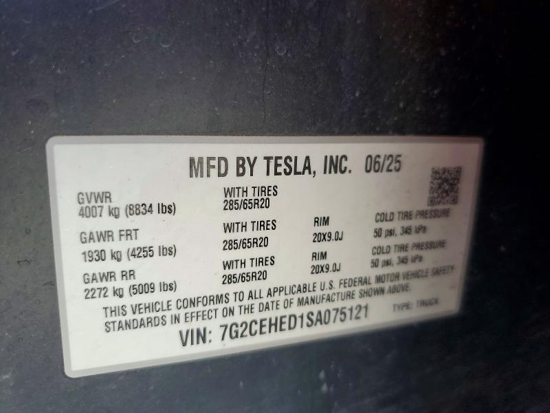 Aukcja sprzedaży 2025 Tesla Cybertruck, vin: 7G2CEHED1SA075121, numer aukcji: 60464736