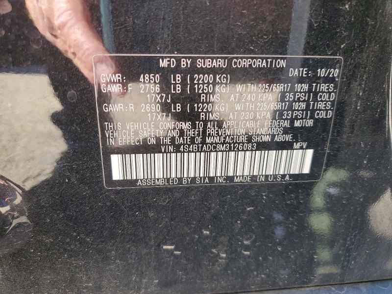Продаж на аукціоні авто 2021 Subaru Outback, vin: 4S4BTADC8M3126083, номер лоту: 61052666