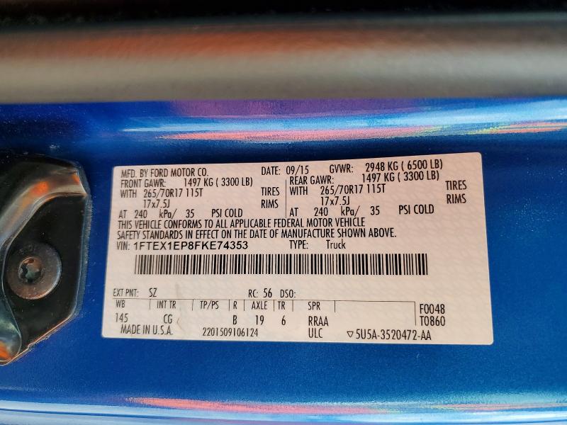 Продаж на аукціоні авто 2015 Ford F150, vin: 1FTEX1EP8FKE74353, номер лоту: 60322606