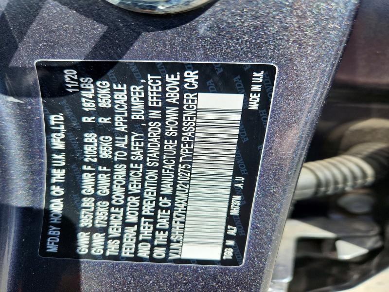 2021 Honda Civic მანქანა იყიდება აუქციონზე, vin: SHHFK7H4XMU210275, აუქციონის ნომერი: 60044186