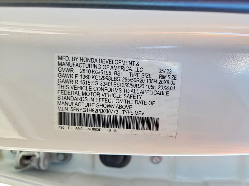 63309996 :رقم المزاد ، 5FNYG1H82PB030773 vin ، 2023 Honda Pilot مزاد بيع