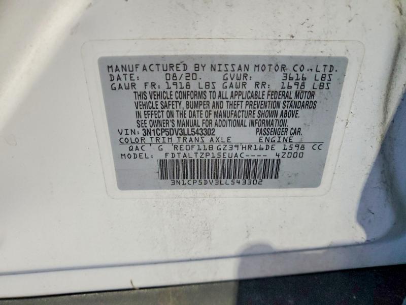 2020 Nissan Kicks მანქანა იყიდება აუქციონზე, vin: 3N1CP5DV3LL543302, აუქციონის ნომერი: 62034016