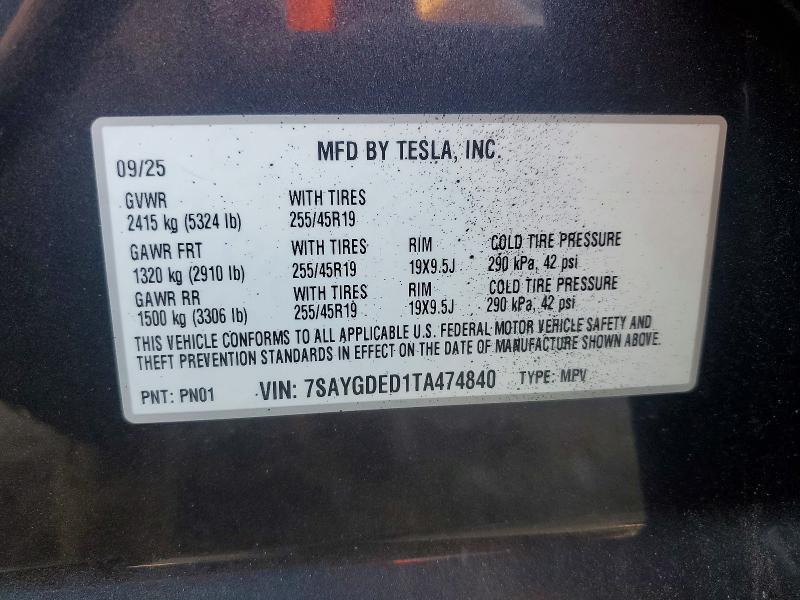 Продажа на аукционе авто 2026 Tesla Model Y, vin: 7SAYGDED1TA474840, номер лота: 59029976