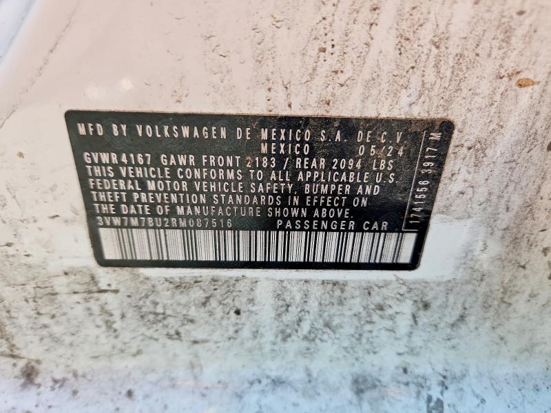 2024 Volkswagen Jetta მანქანა იყიდება აუქციონზე, vin: 3VW7M7BU2RM087516, აუქციონის ნომერი: 62355206
