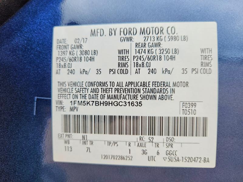 Aukcja sprzedaży 2017 Ford Explorer, vin: 1FM5K7BH9HGC31635, numer aukcji: 61191626