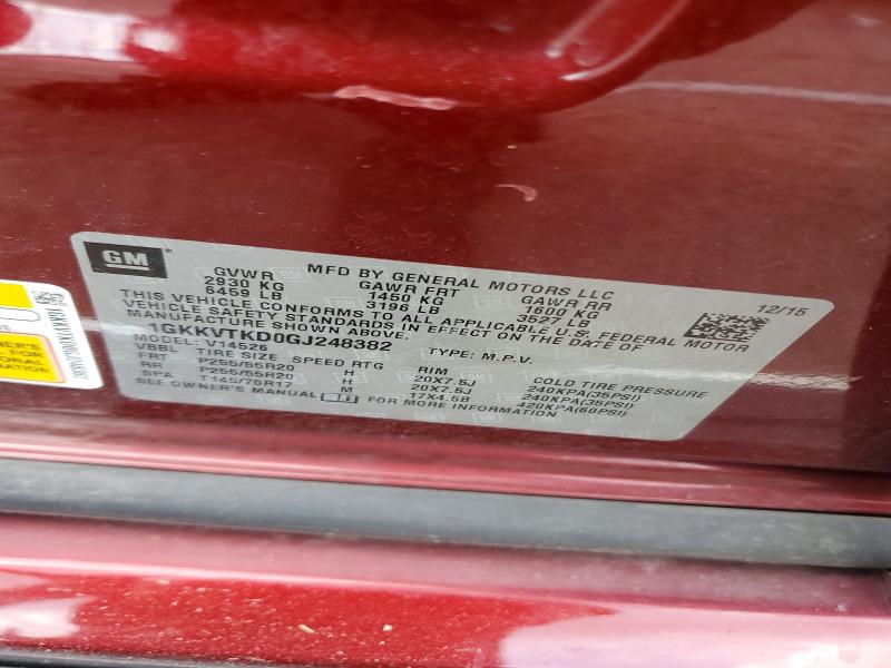 2016 Gmc Acadia მანქანა იყიდება აუქციონზე, vin: 1GKKVTKD0GJ248382, აუქციონის ნომერი: 59734606