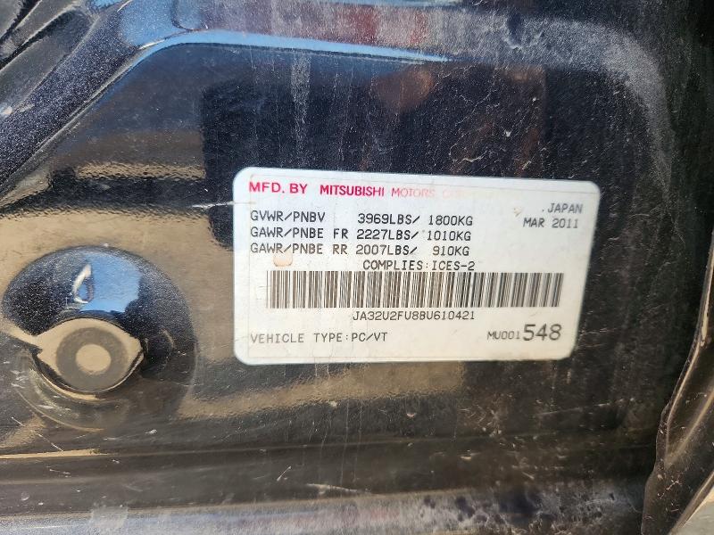 2011 Mitsubishi Lancer მანქანა იყიდება აუქციონზე, vin: JA32U2FU8BU610421, აუქციონის ნომერი: 60023316