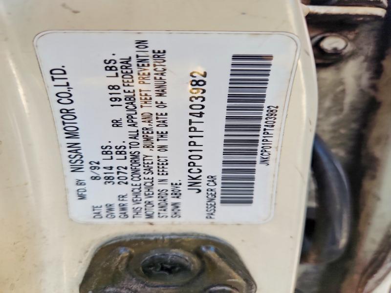Aukcja sprzedaży 1993 Infiniti G20, vin: JNKCP01P1PT403982, numer aukcji: 61338206