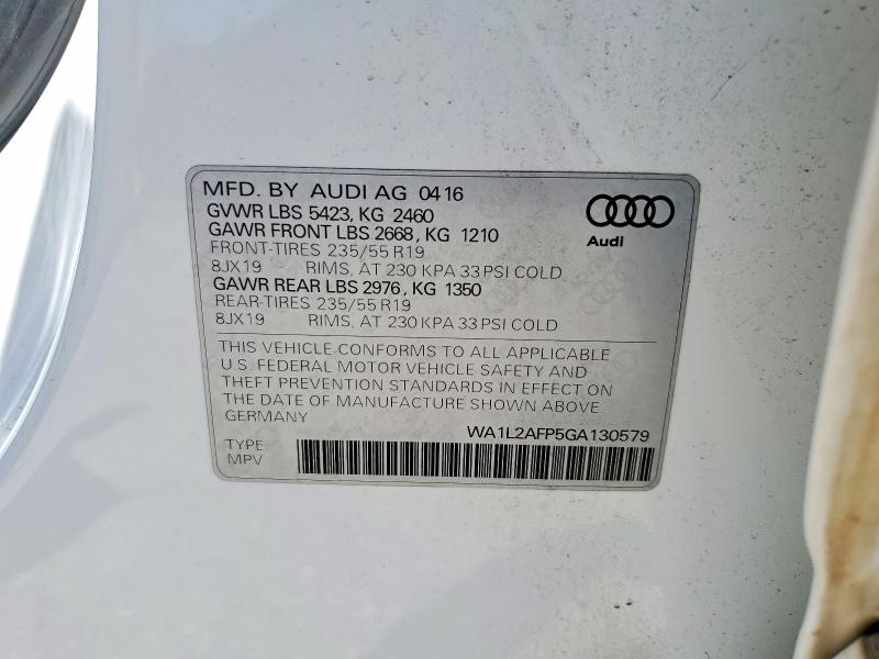 Aukcja sprzedaży 2016 Audi Q5, vin: WA1L2AFP5GA130579, numer aukcji: 61422636