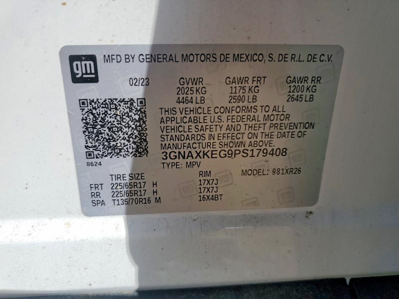 Продаж на аукціоні авто 2023 Chevrolet Equinox, vin: 3GNAXKEG9PS179408, номер лоту: 59100306