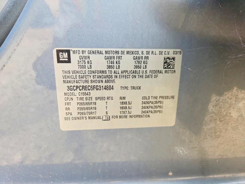 2015 Chevrolet Silverado მანქანა იყიდება აუქციონზე, vin: 3GCPCREC6FG314804, აუქციონის ნომერი: 62527346