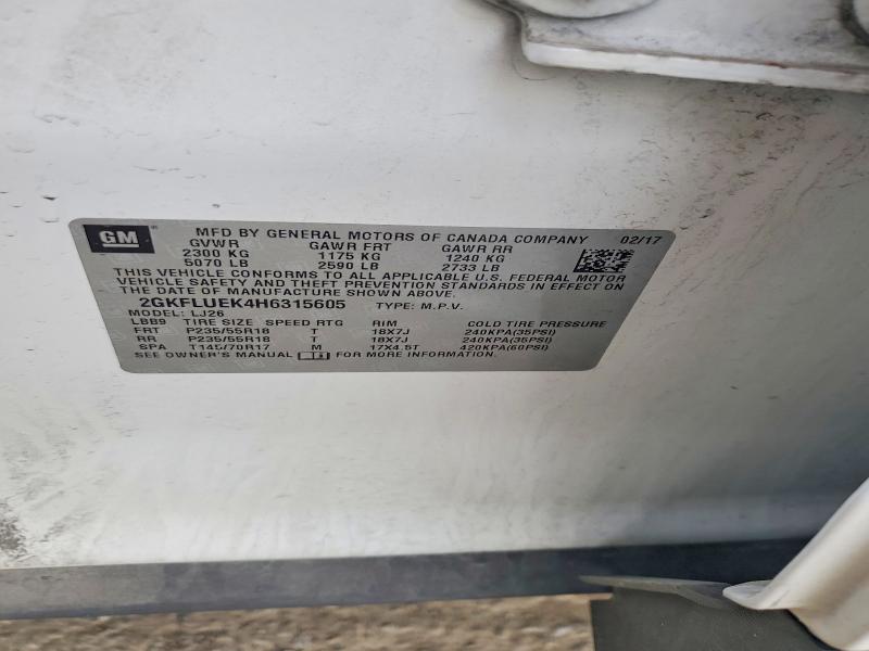 Aukcja sprzedaży 2017 Gmc Terrain, vin: 2GKFLUEK4H6315605, numer aukcji: 76293995