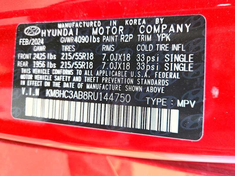 Aukcja sprzedaży 2024 Hyundai Kona, vin: KM8HC3AB8RU144750, numer aukcji: 60777466